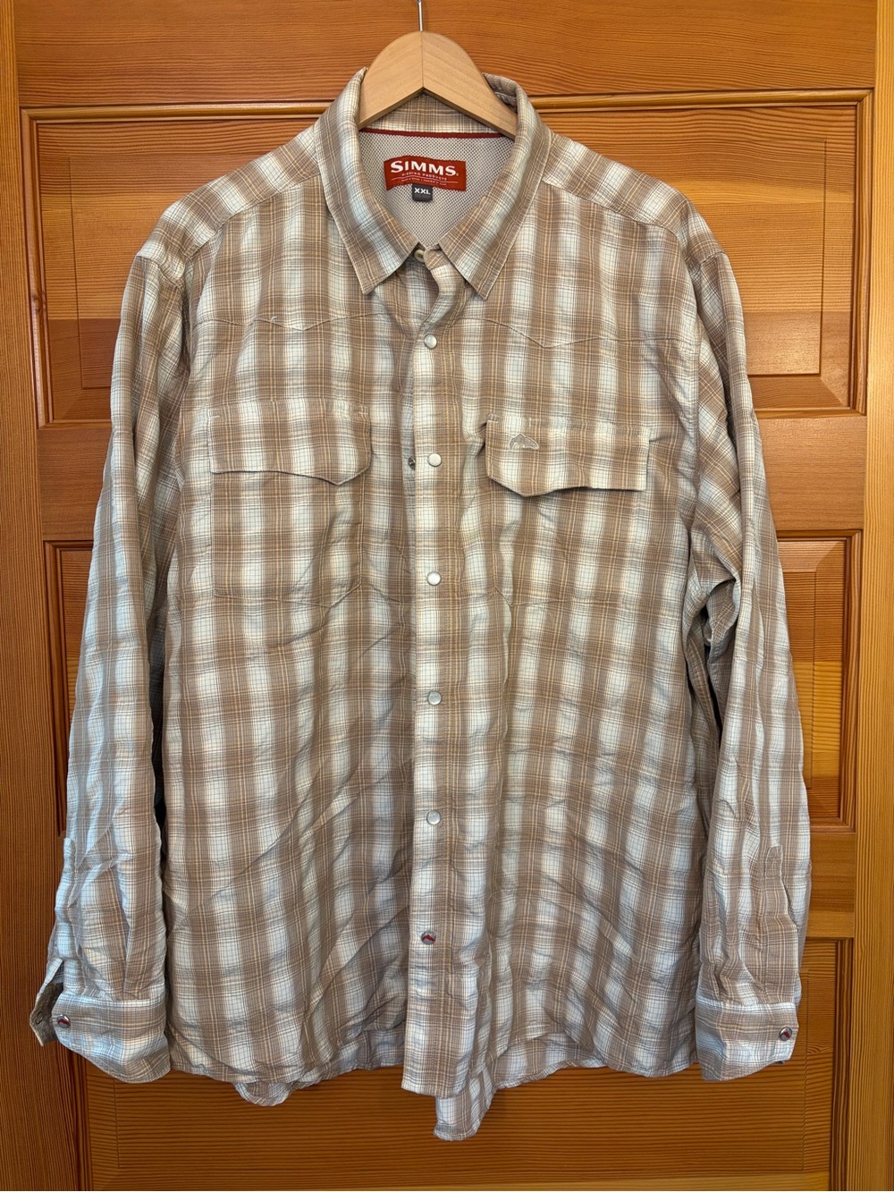 Simms Plaid Button-Down Shirt in Beige and White